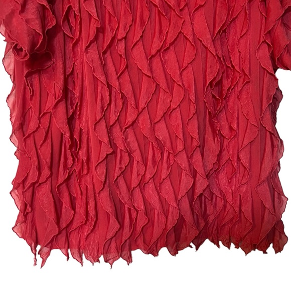 Pink Ruffle Short Puff Sleeve Blouse Shirt Women’s - Picture 4 of 12